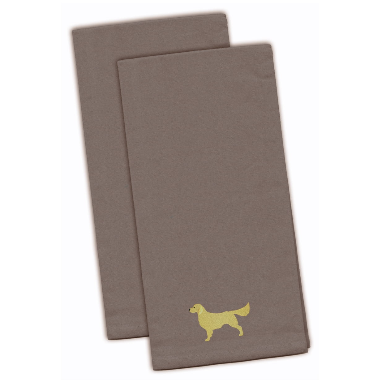 Golden Retriever Gray Embroidered Kitchen Towel - Set of 2