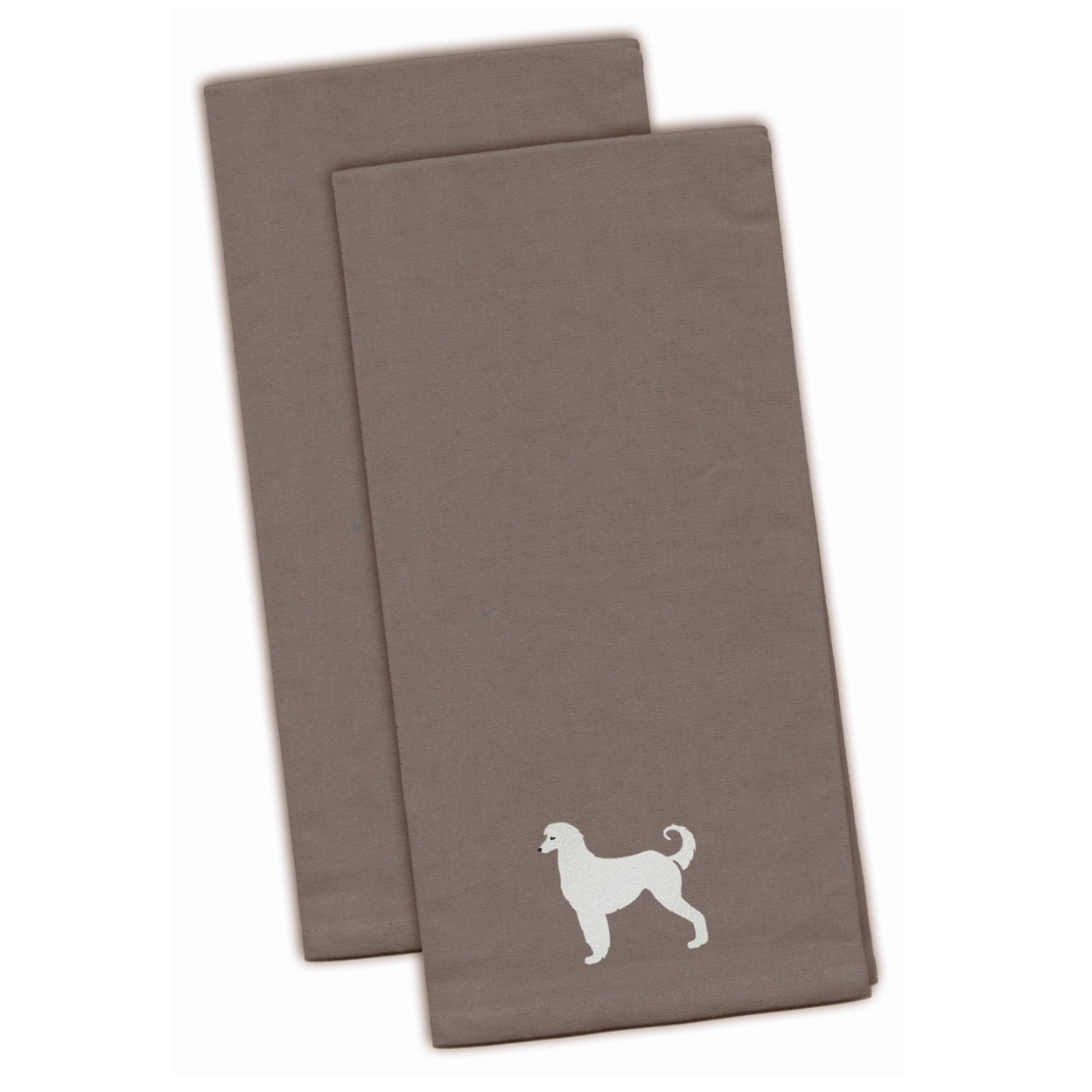 Afghan Hound Gray Embroidered Kitchen Towel - Set of 2