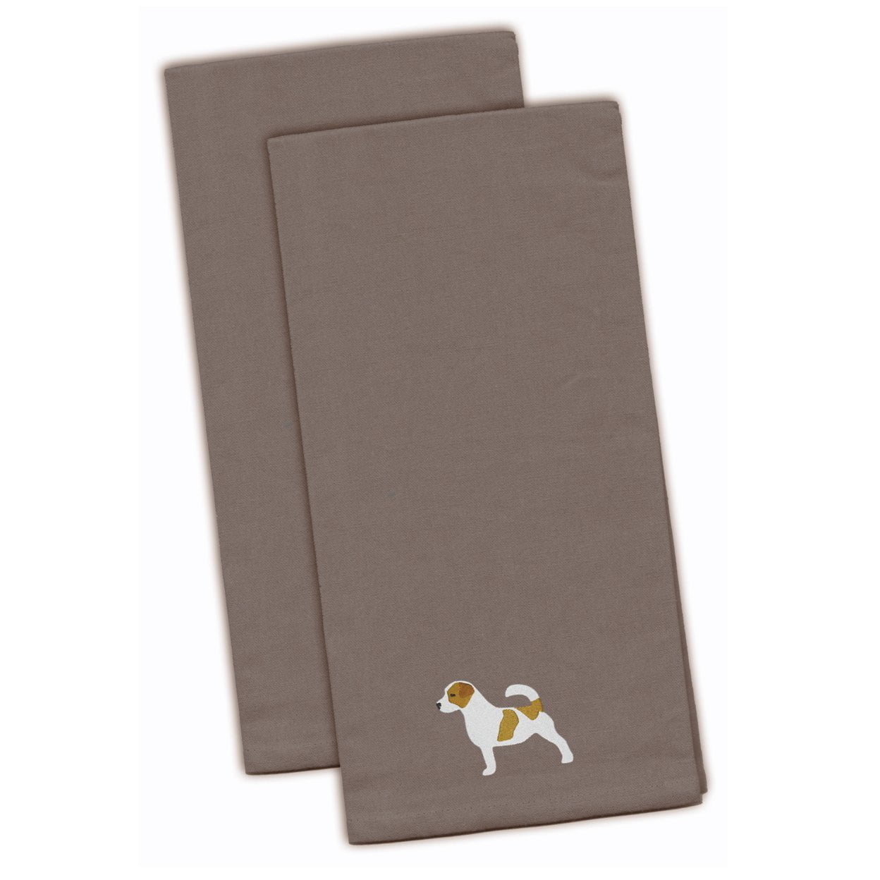 Jack Russell Terrier Gray Embroidered Kitchen Towel - Set of 2