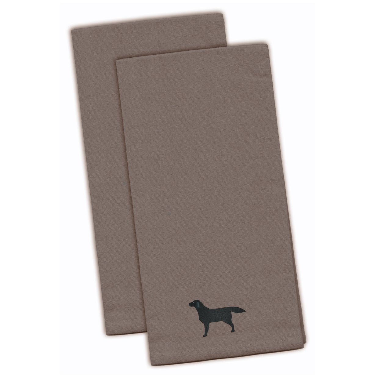 Black Labrador Retriever Gray Embroidered Kitchen Towel - Set of 2