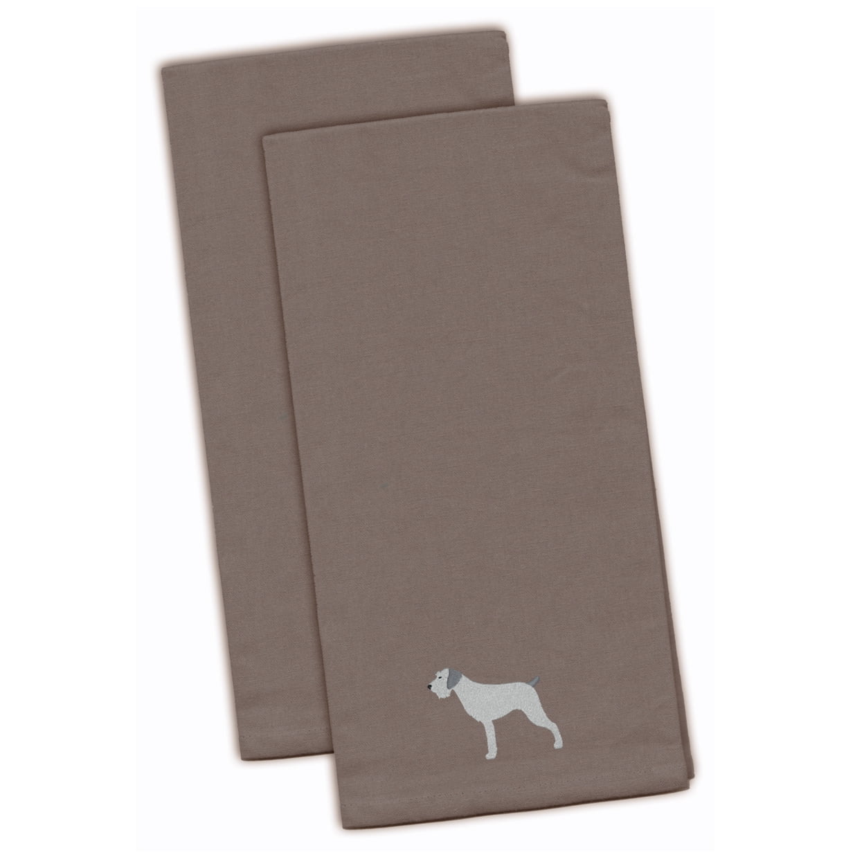 German Wirehaired Pointer Gray Embroidered Kitchen Towel - Set of 2