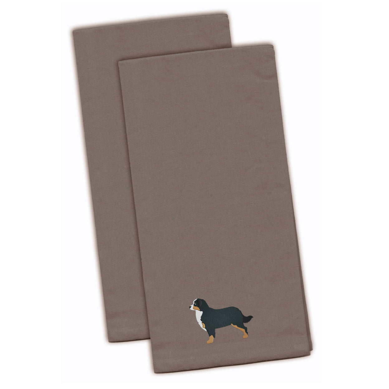 Bernese Mountain Dog Gray Embroidered Kitchen Towel - Set of 2