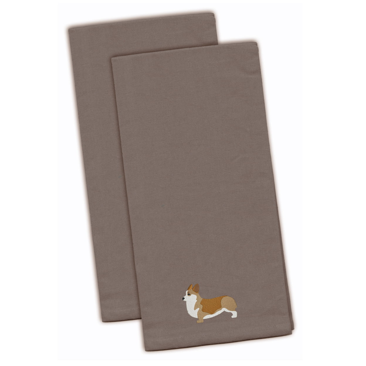 Picture of Carolines Treasures BB3420GYTWE Corgi Gray Embroidered Kitchen Towel - Set of 2