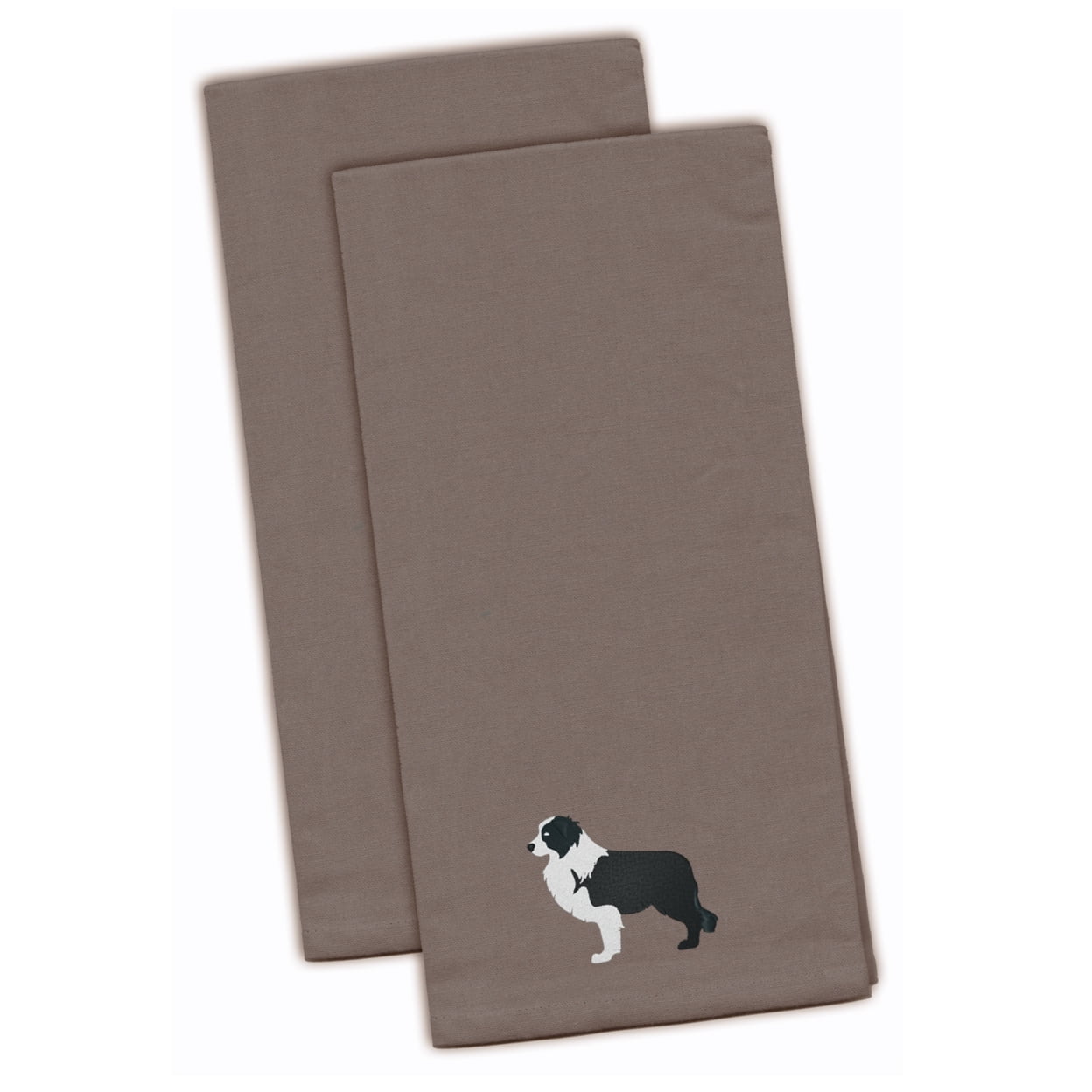 Picture of Carolines Treasures BB3423GYTWE Black Border Collie Gray Embroidered Kitchen Towel - Set of 2