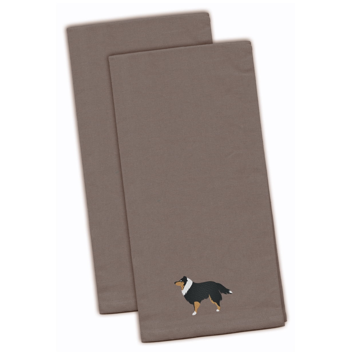 Picture of Carolines Treasures BB3430GYTWE Sheltie & Shetland Sheepdog Gray Embroidered Kitchen Towel - Set of 2