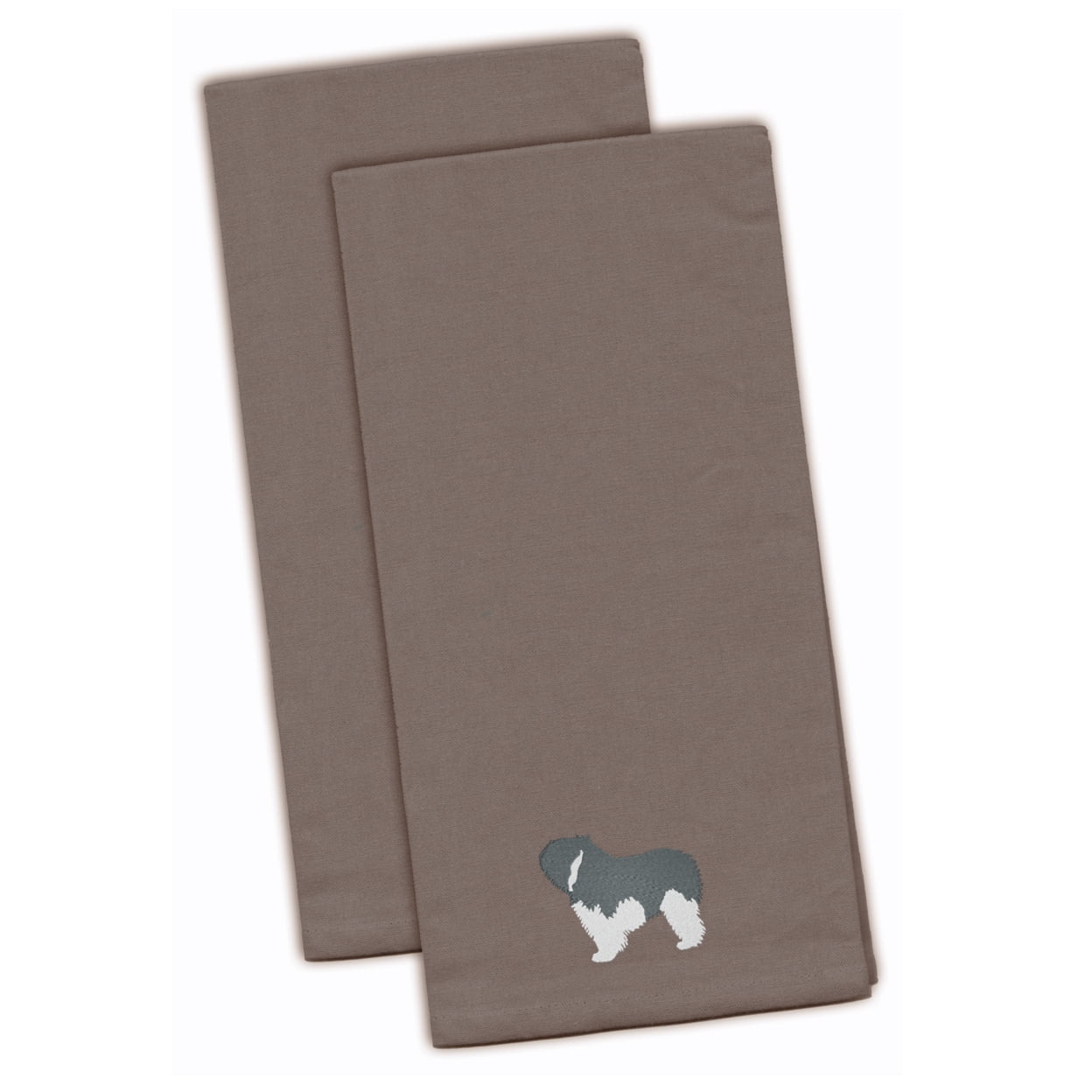 Picture of Carolines Treasures BB3432GYTWE Polish Lowland Sheepdog Dog Gray Embroidered Kitchen Towel - Set of 2