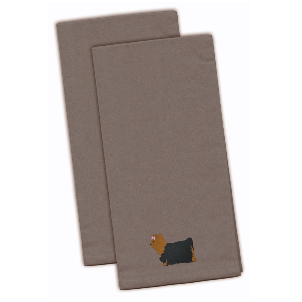 Picture of Carolines Treasures BB3434GYTWE Yorkshire Terrier Yorkie Gray Embroidered Kitchen Towel - Set of 2