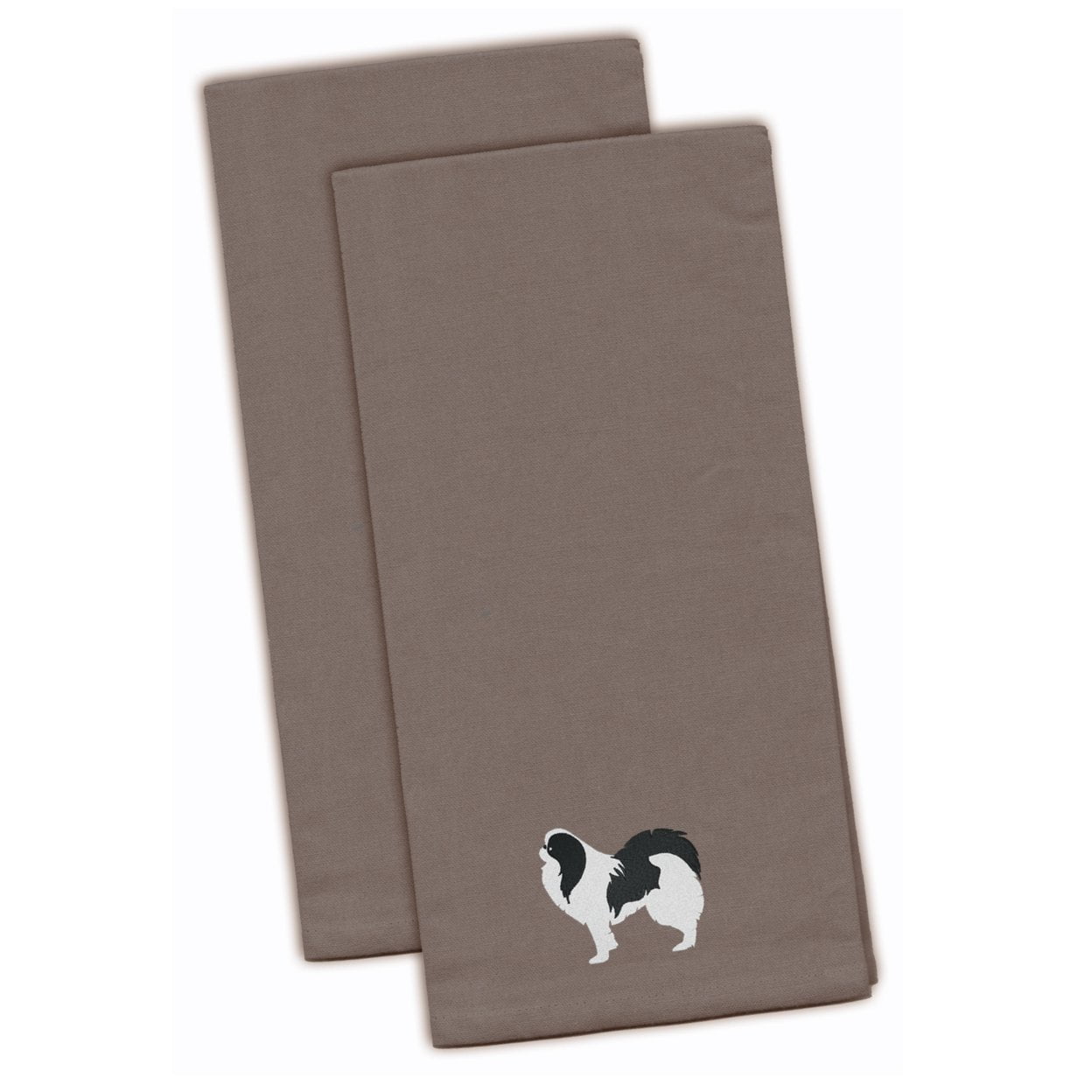 Picture of Carolines Treasures BB3437GYTWE Japanese Chin Gray Embroidered Kitchen Towel - Set of 2