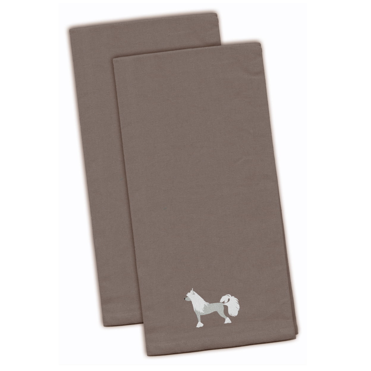 Picture of Carolines Treasures BB3443GYTWE Chinese Crested Gray Embroidered Kitchen Towel - Set of 2
