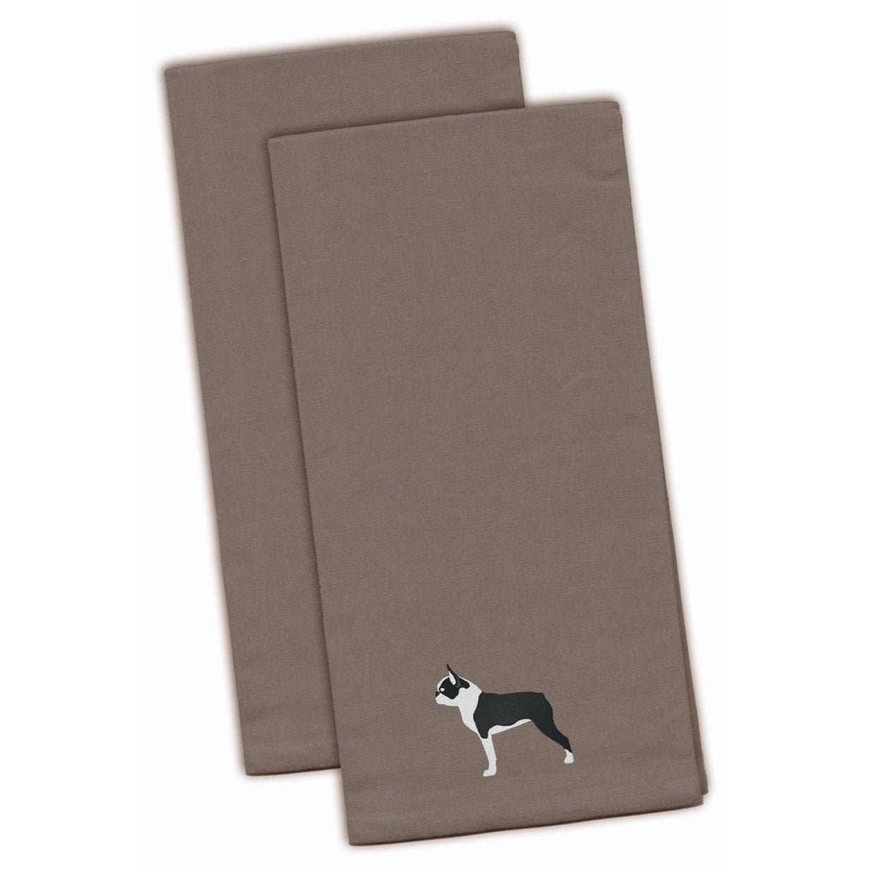 Picture of Carolines Treasures BB3444GYTWE Boston Terrier Gray Embroidered Kitchen Towel - Set of 2