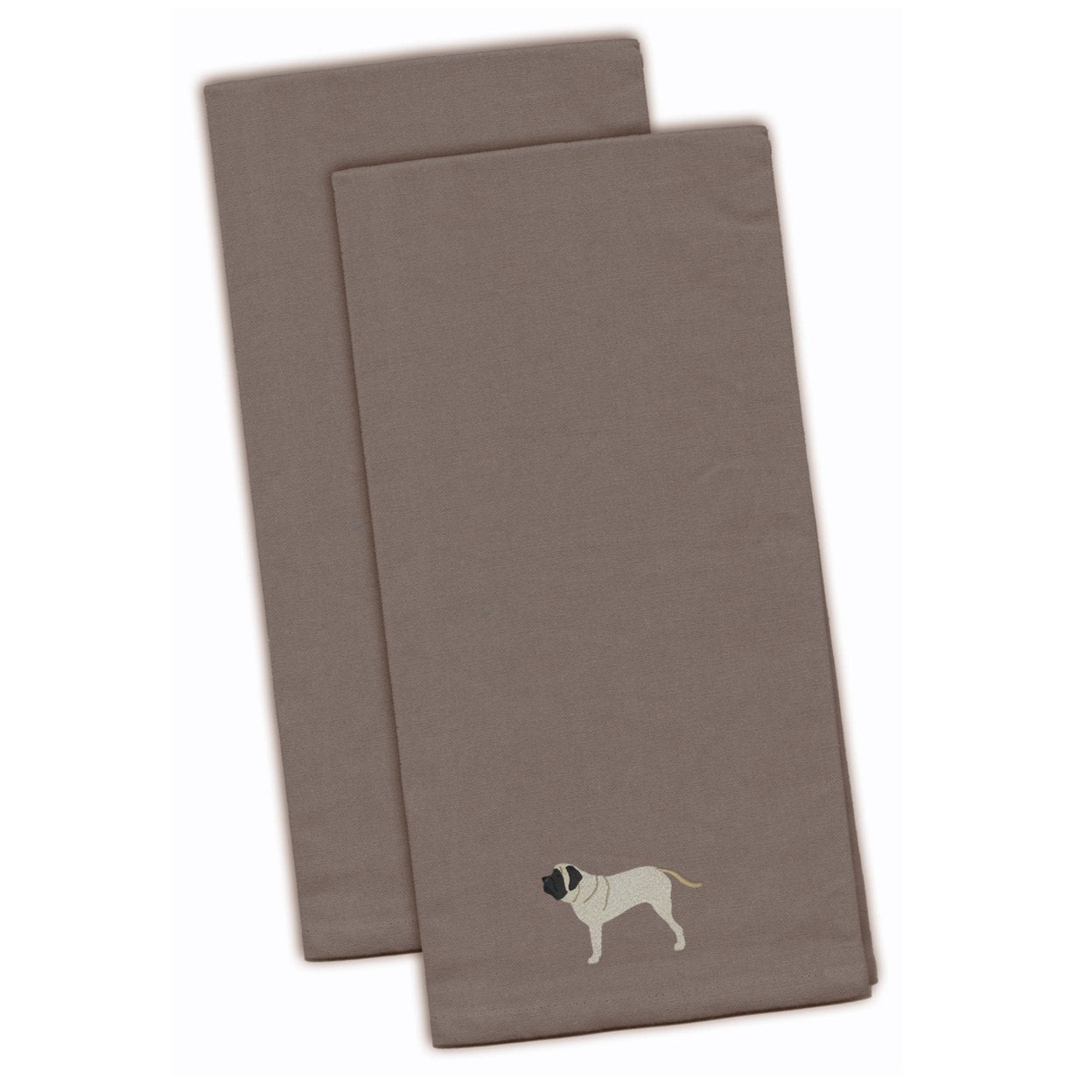 Picture of Carolines Treasures BB3456GYTWE English Mastiff Gray Embroidered Kitchen Towel - Set of 2