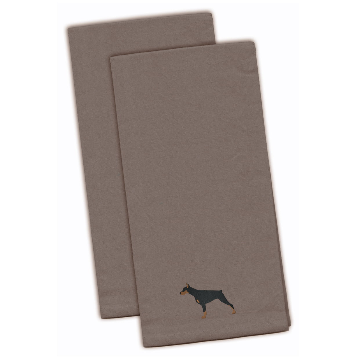 Picture of Carolines Treasures BB3460GYTWE Doberman Pinscher Gray Embroidered Kitchen Towel - Set of 2
