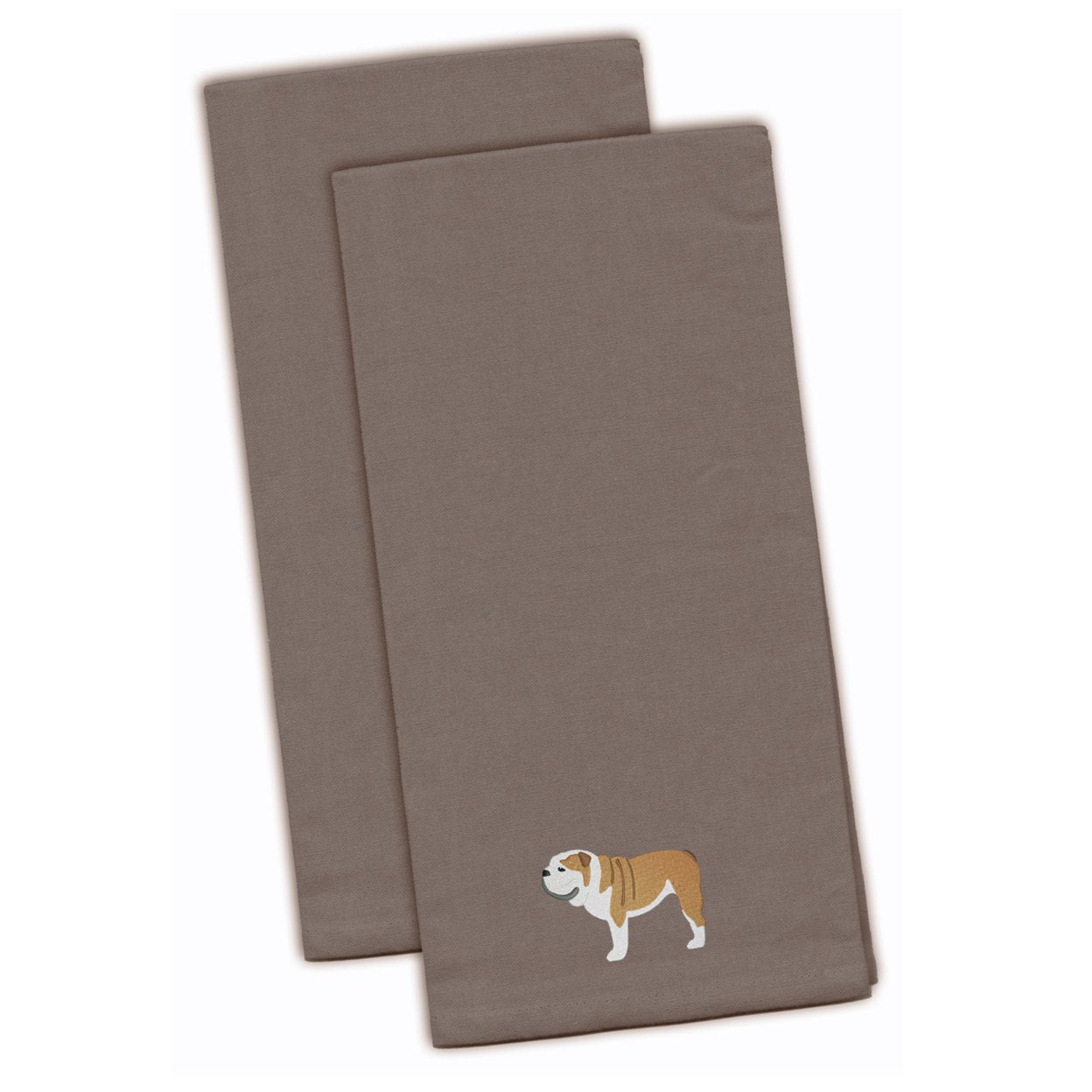 Picture of Carolines Treasures BB3462GYTWE English Bulldog Gray Embroidered Kitchen Towel - Set of 2