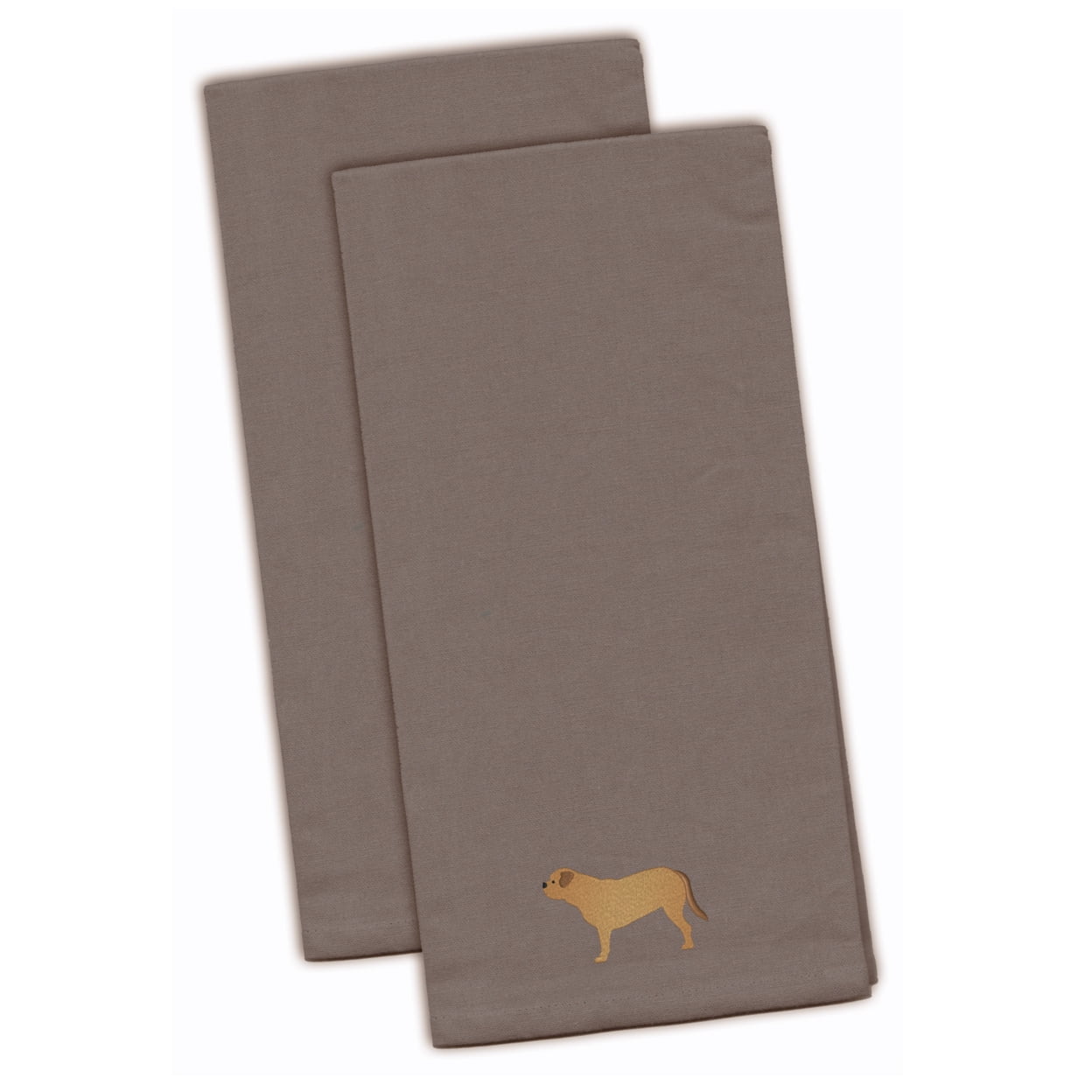 Dogue De Bordeaux Gray Embroidered Kitchen Towel - Set of 2