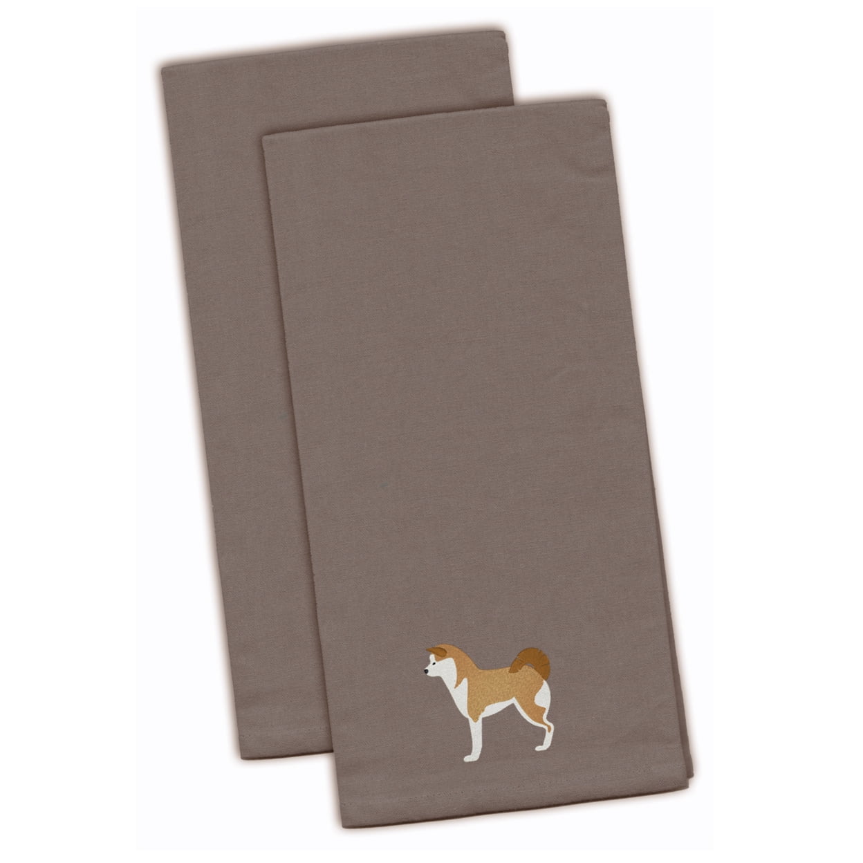 Akita Gray Embroidered Kitchen Towel - Set of 2