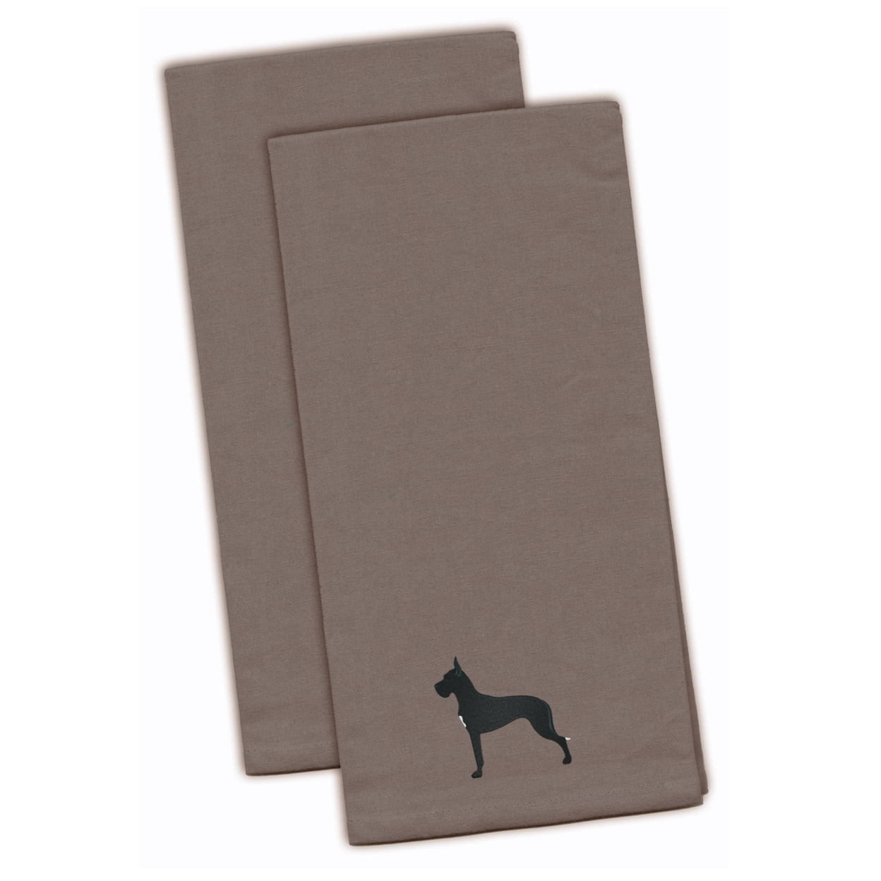 Great Dane Gray Embroidered Kitchen Towel - Set of 2