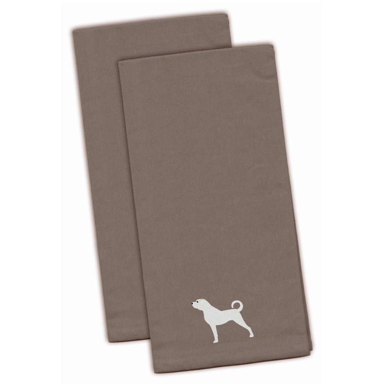 Anatolian Shepherd Gray Embroidered Kitchen Towel - Set of 2