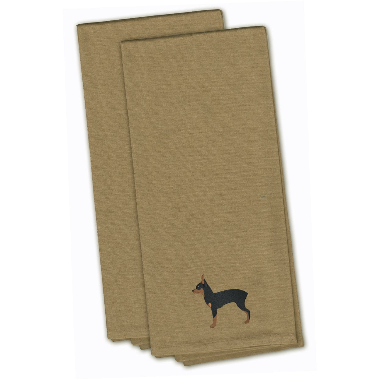 Picture of Carolines Treasures BB3387TNTWE Toy Fox Terrier Tan Embroidered Kitchen Towel - Set of 2