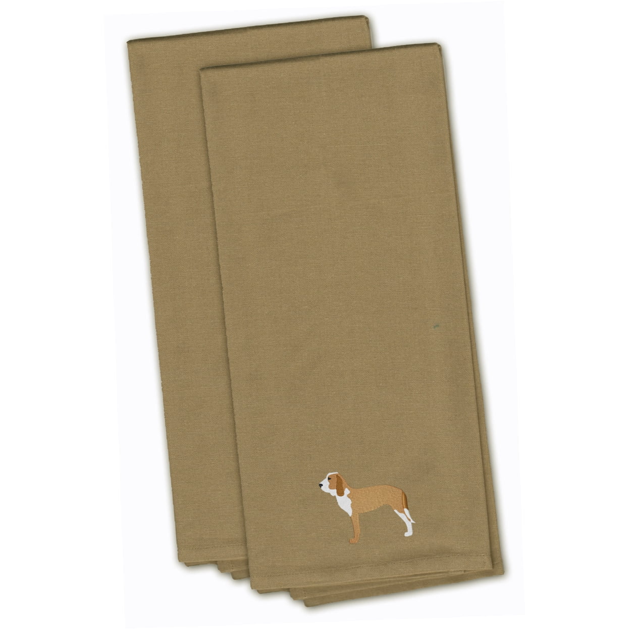 Picture of Carolines Treasures BB3391TNTWE Spanish Hound Tan Embroidered Kitchen Towel - Set of 2