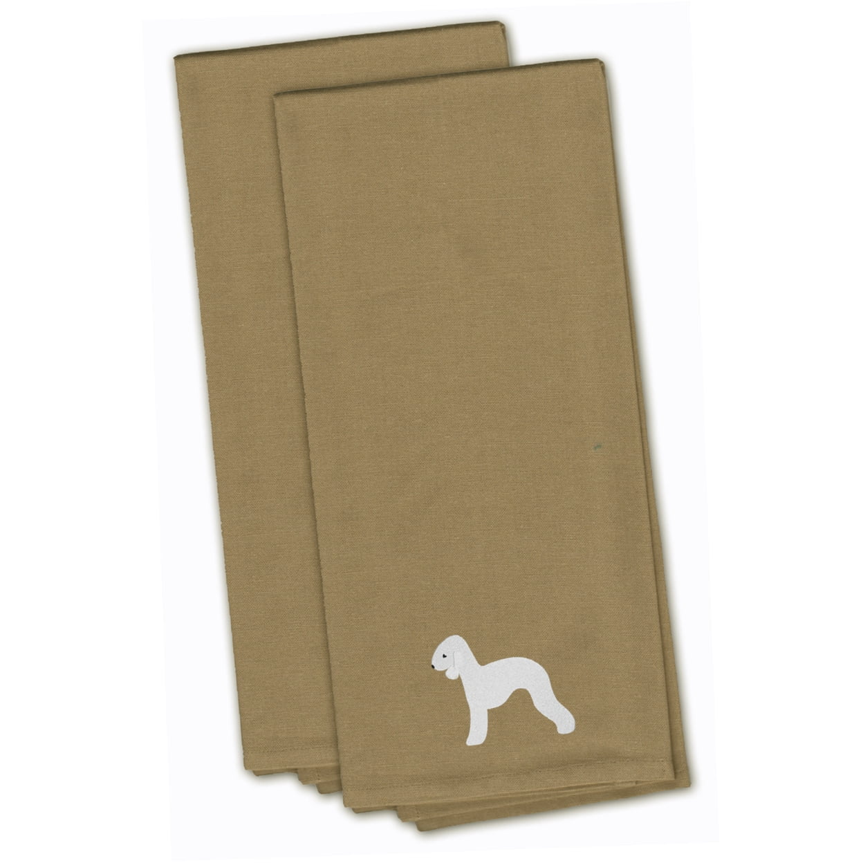 Picture of Carolines Treasures BB3394TNTWE Bedlington Terrier Tan Embroidered Kitchen Towel - Set of 2