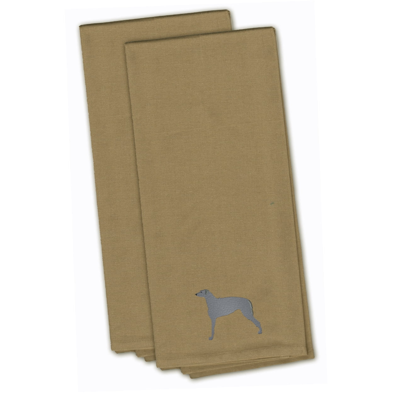 Picture of Carolines Treasures BB3396TNTWE Scottish Deerhound Tan Embroidered Kitchen Towel - Set of 2