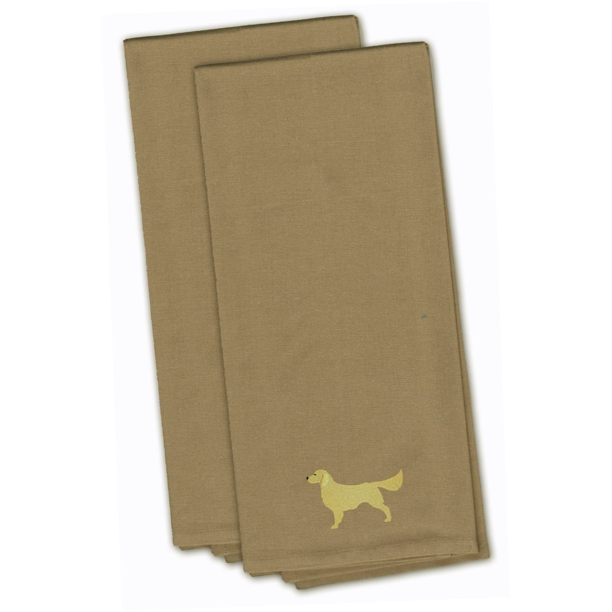 Golden Retriever Tan Embroidered Kitchen Towel - Set of 2
