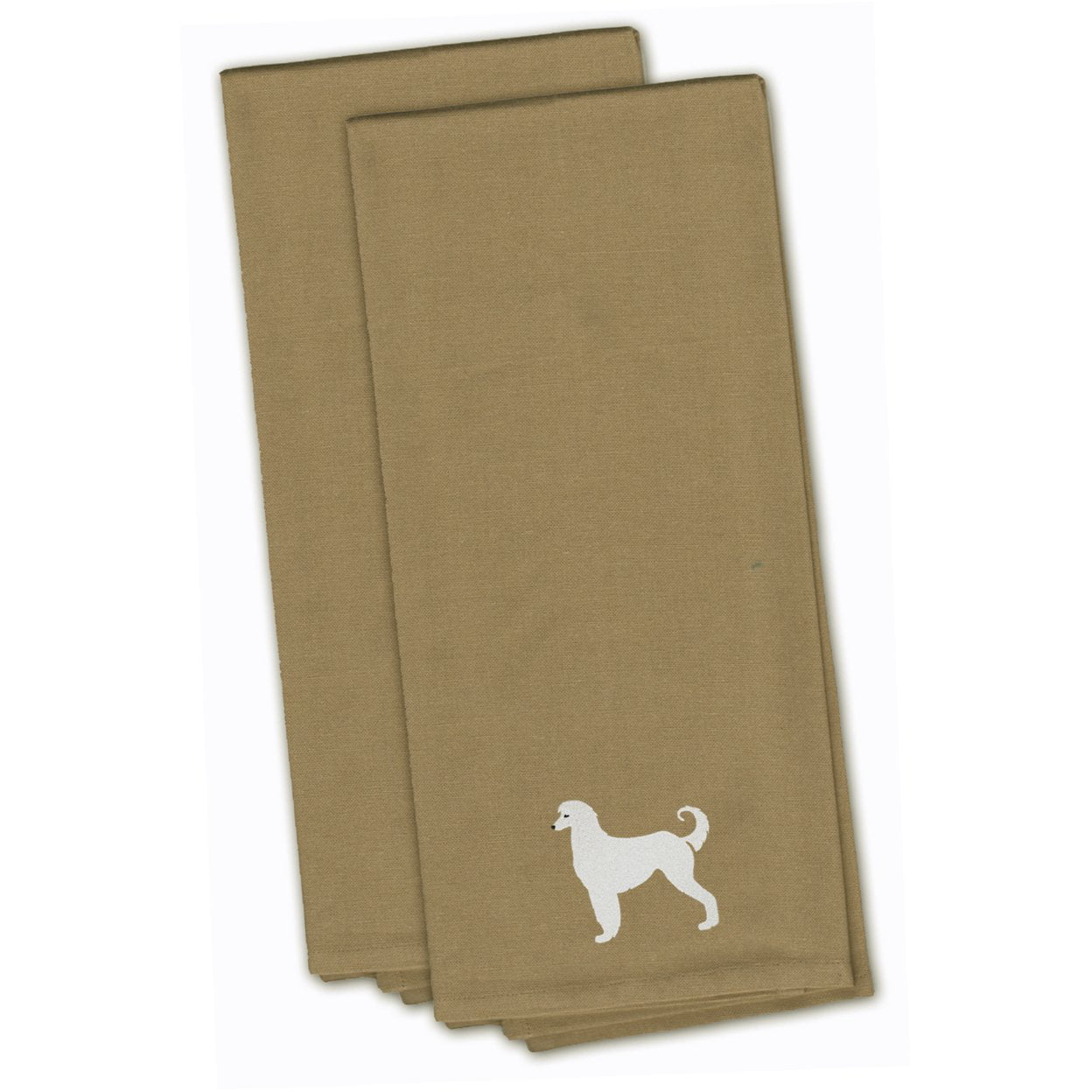 Afghan Hound Tan Embroidered Kitchen Towel - Set of 2