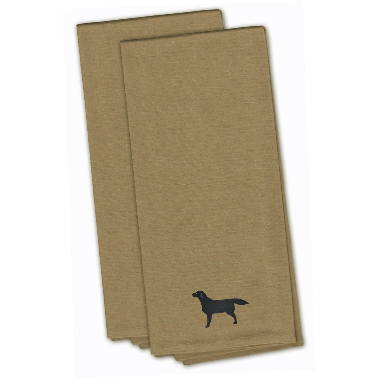 Black Labrador Retriever Tan Embroidered Kitchen Towel - Set of 2
