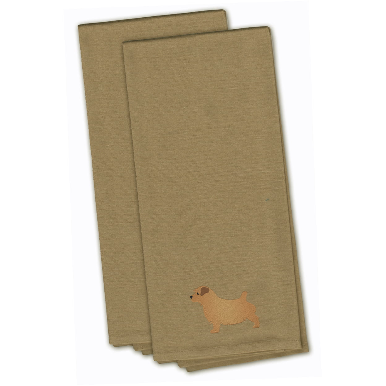 Norfolk Terrier Tan Embroidered Kitchen Towel - Set of 2