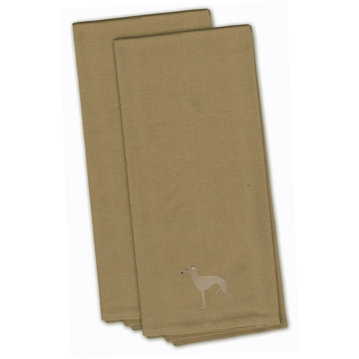 Italian Greyhound Tan Embroidered Kitchen Towel - Set of 2