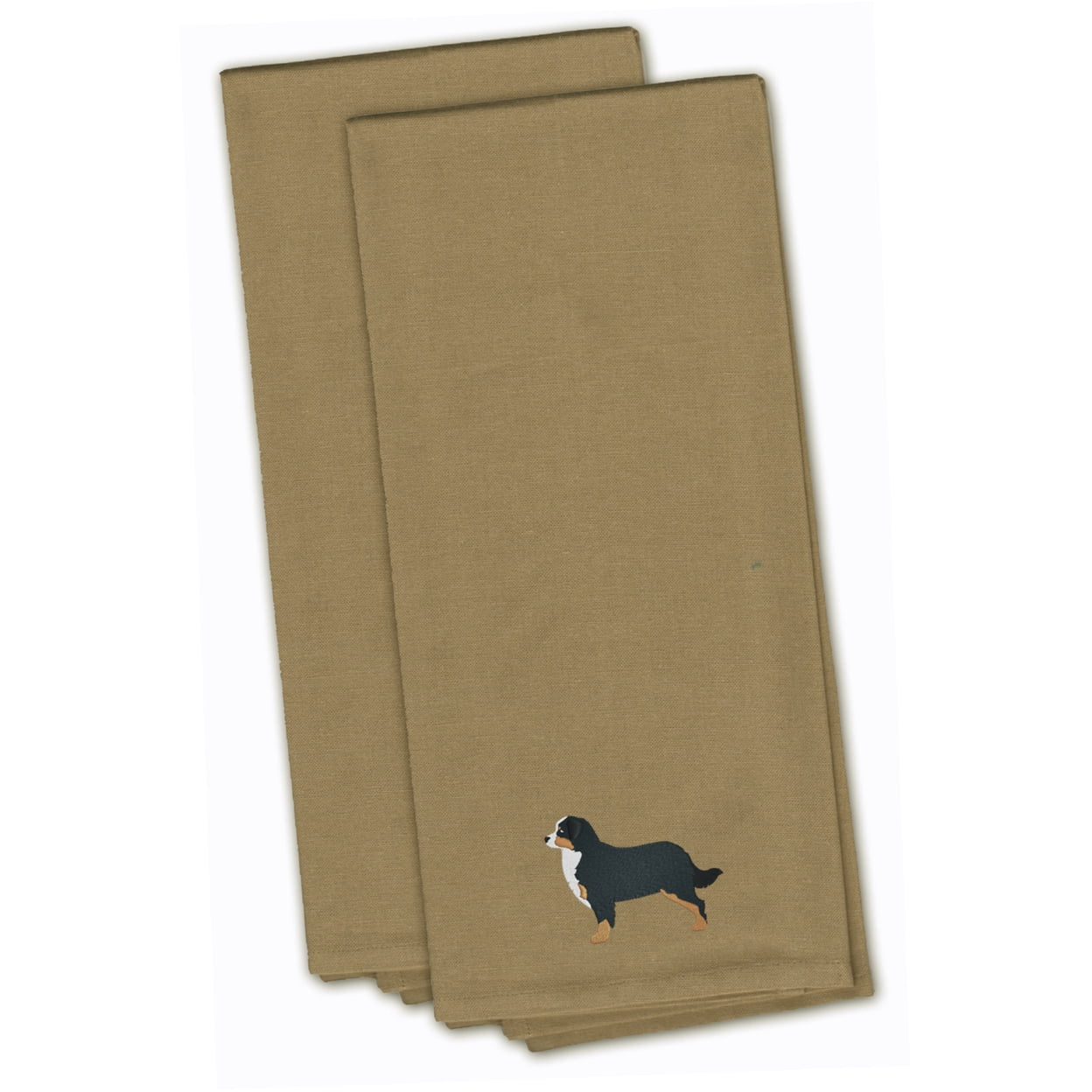 Bernese Mountain Dog Tan Embroidered Kitchen Towel - Set of 2