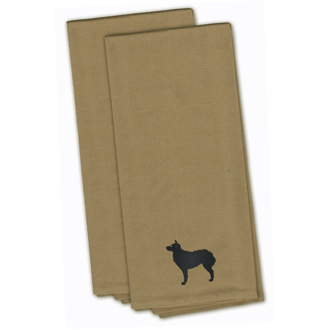 Picture of Carolines Treasures BB3421TNTWE Croatian Sheepdog Tan Embroidered Kitchen Towel - Set of 2