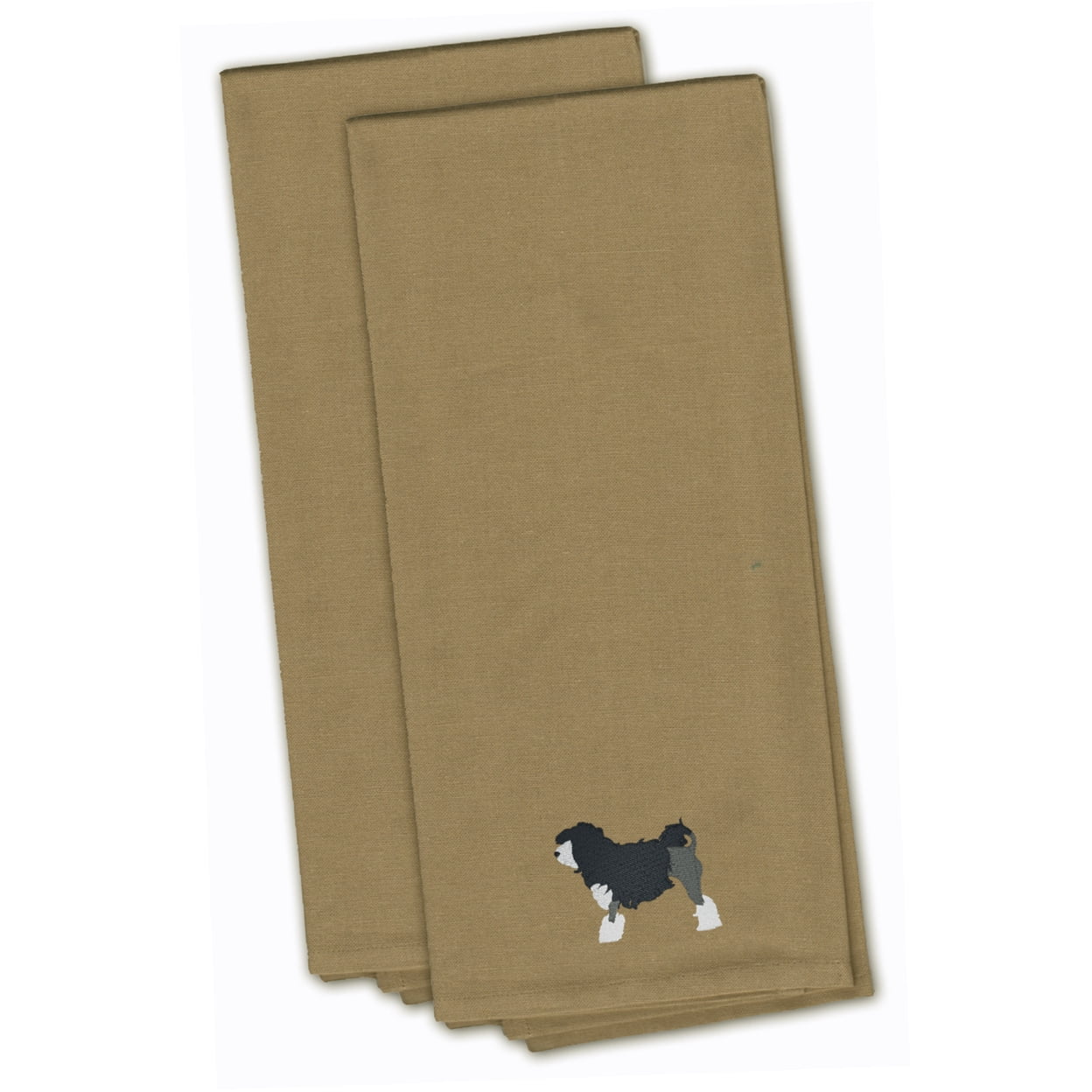 Picture of Carolines Treasures BB3435TNTWE Lowchen Tan Embroidered Kitchen Towel - Set of 2
