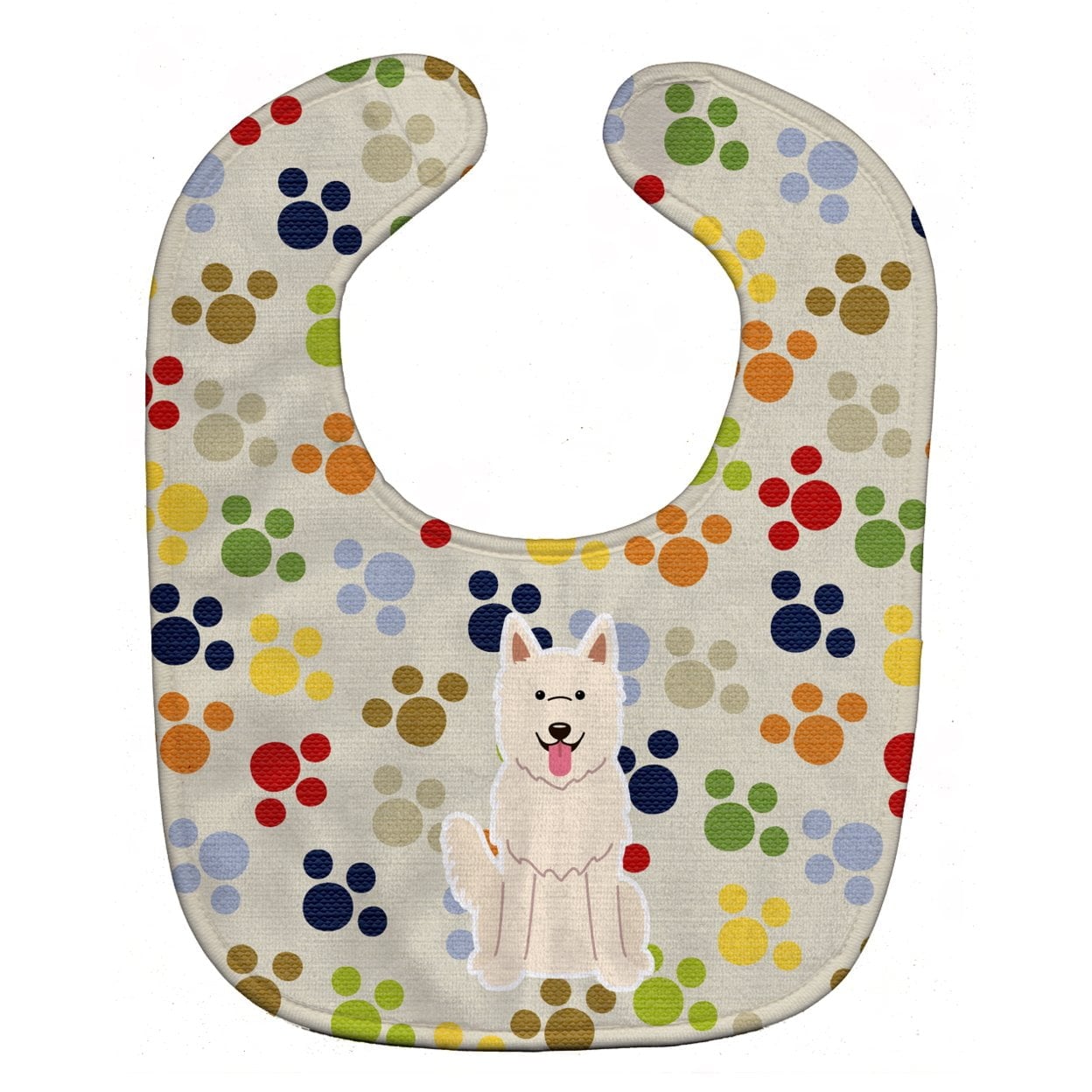 Pawprints White German Shepherd Baby Bib