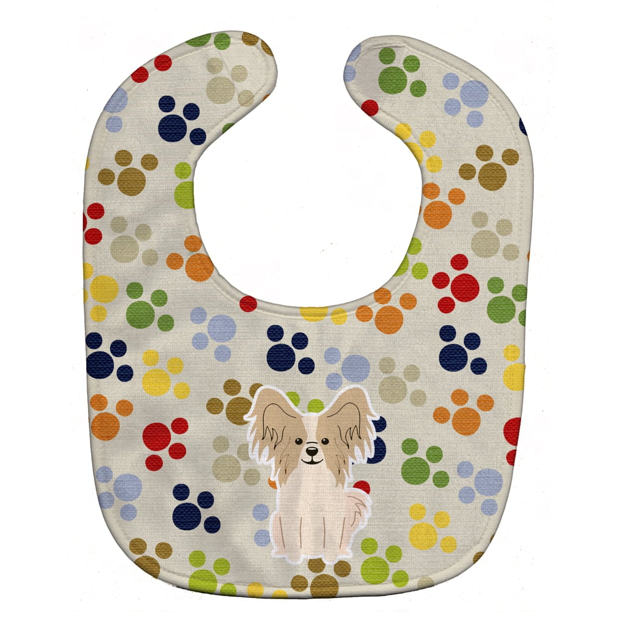 Pawprints Papillon Sable White Baby Bib