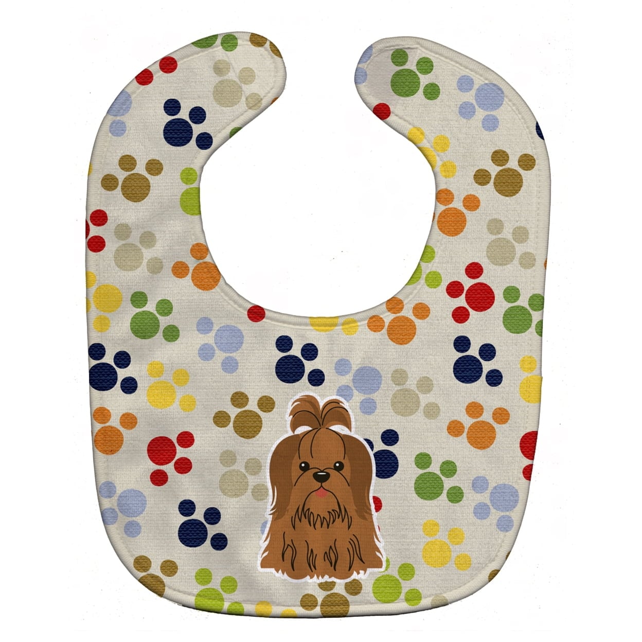 Pawprints Shih Tzu Silver Chocolate Baby Bib