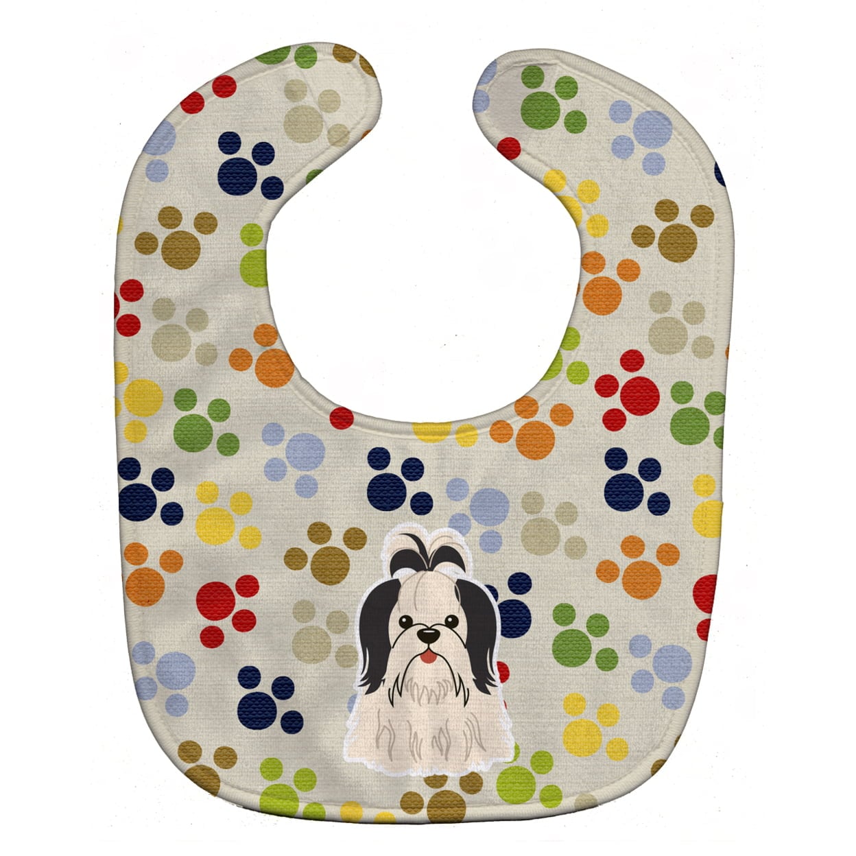 Pawprints Shih Tzu Black & White Baby Bib