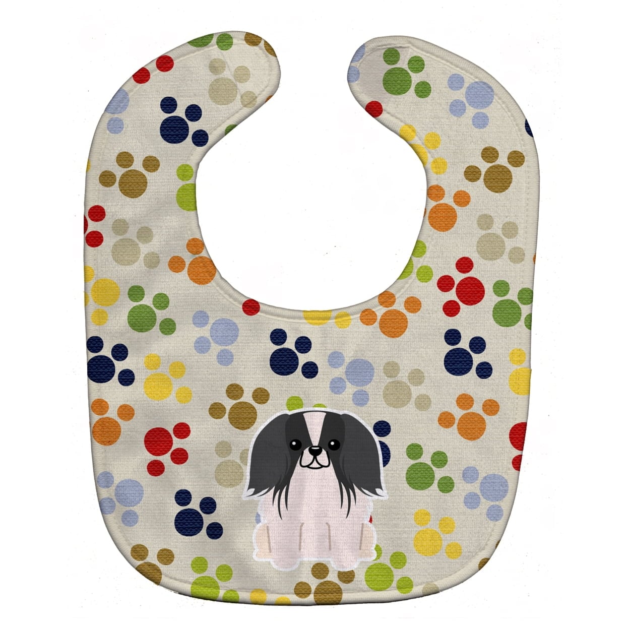 Pawprints Pekingnese Black & White Baby Bib