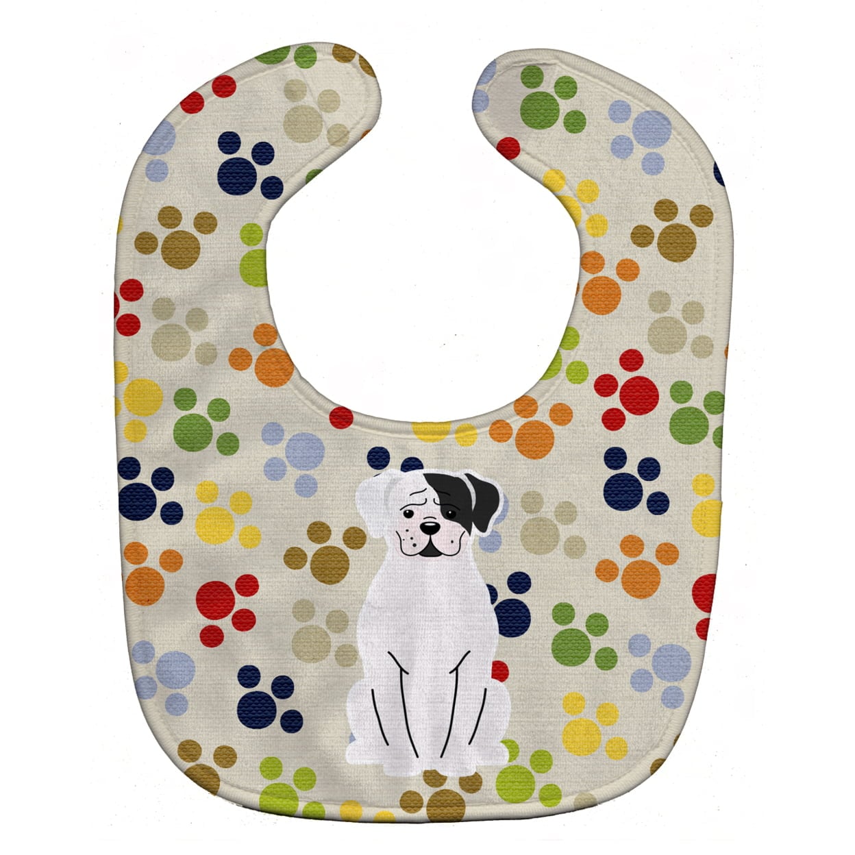 Pawprints White Boxer Cooper Baby Bib