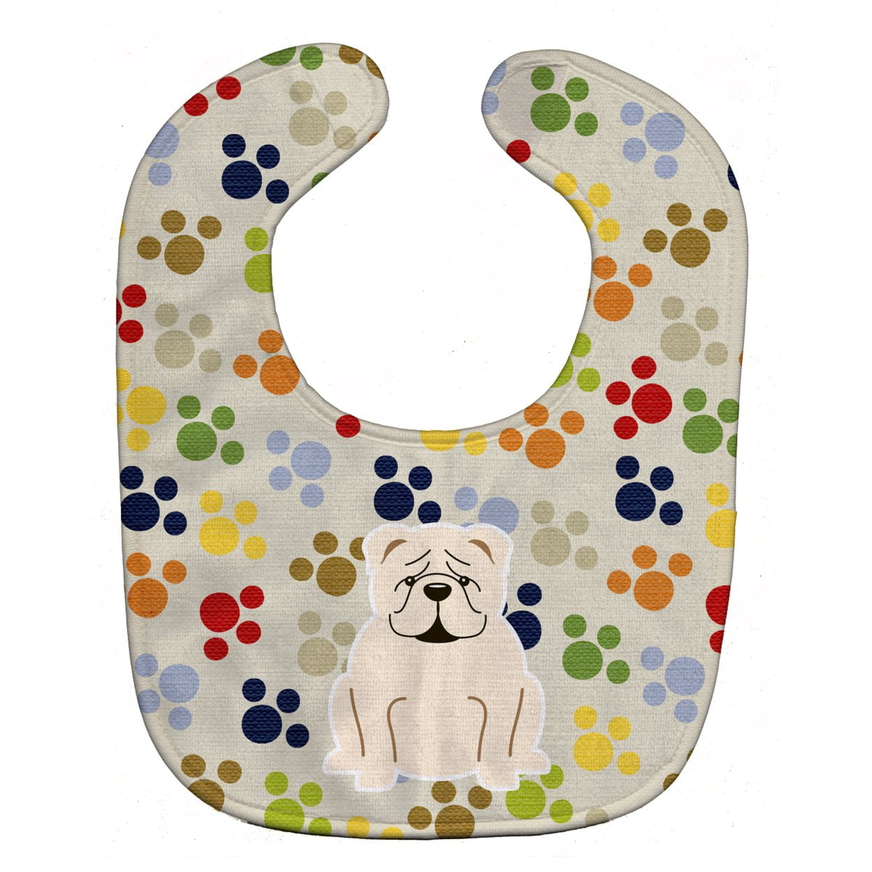 Pawprints English Bulldog White Baby Bib