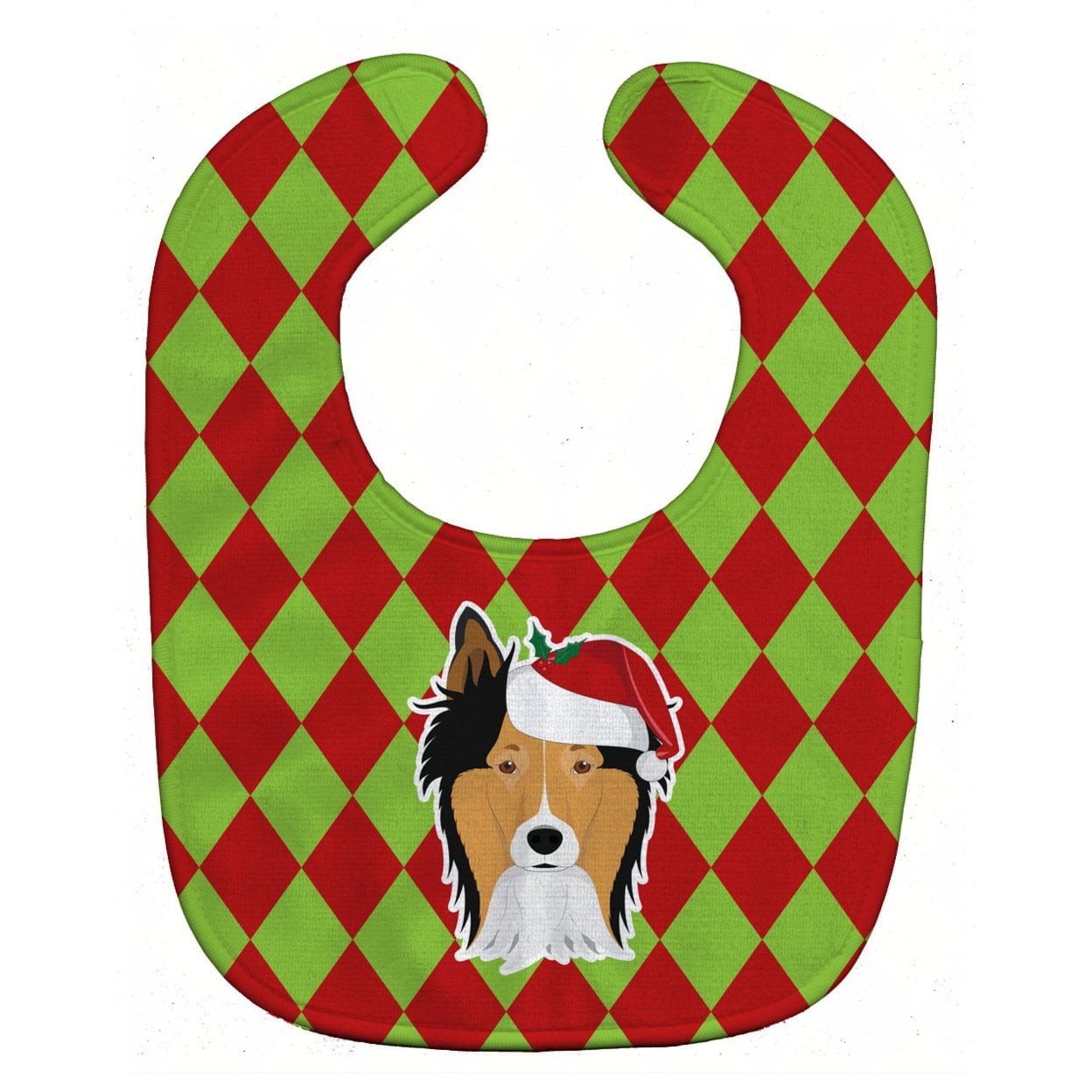 Christmas Collie Baby Bib