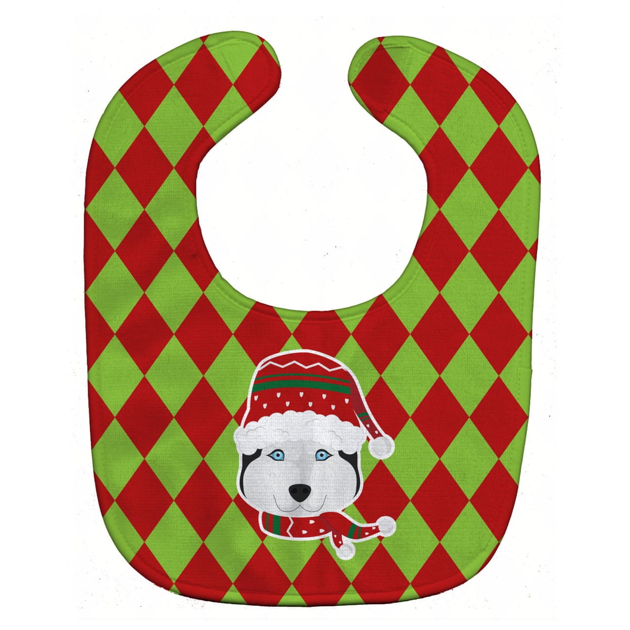 Christmas Siberian Husky Baby Bib