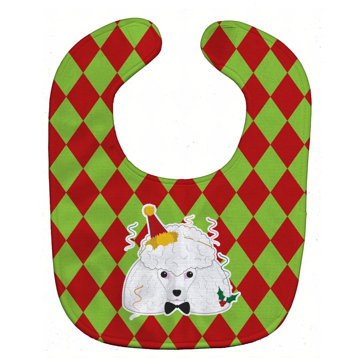 Christmas White Poodle Baby Bib