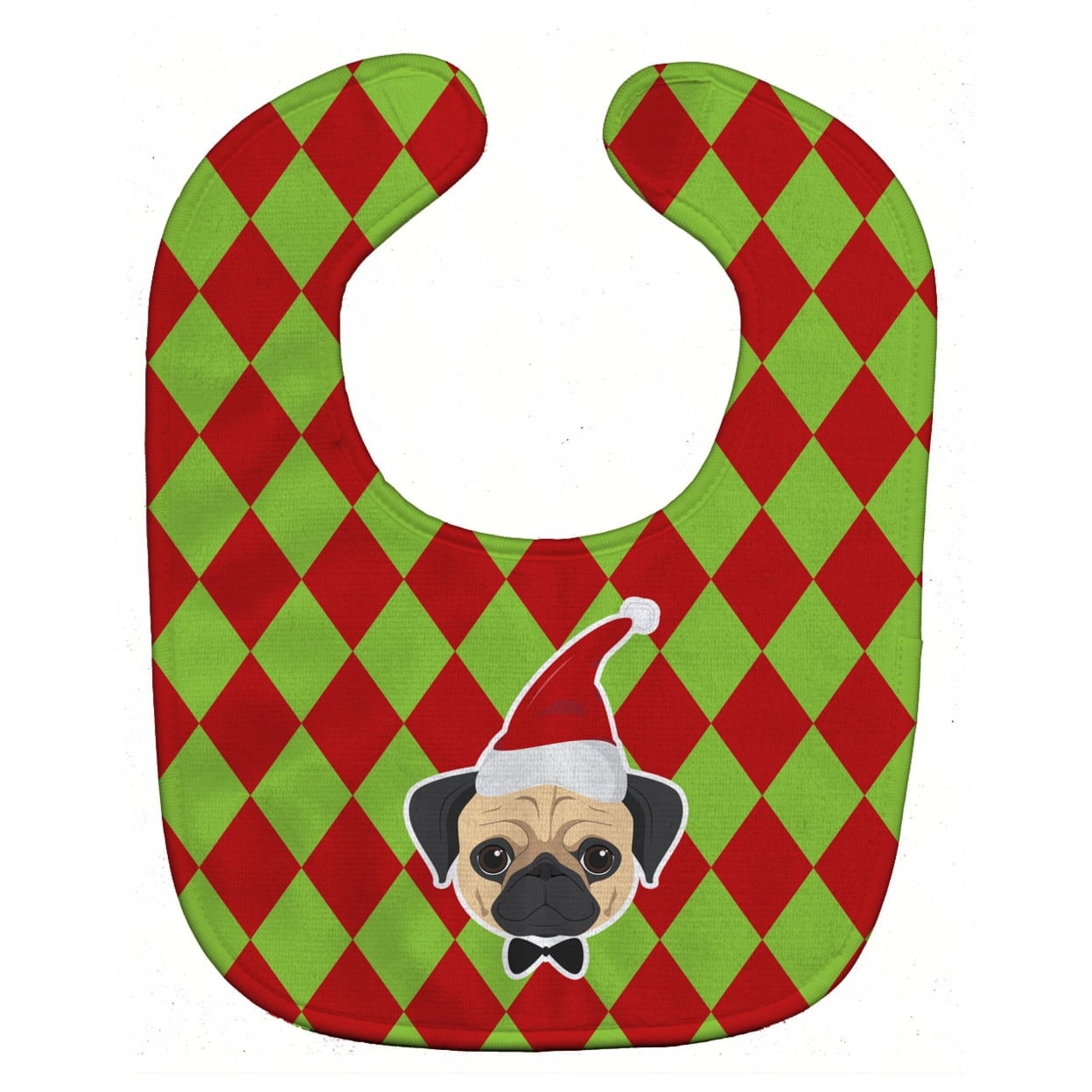 Christmas Fawn Pug Baby Bib