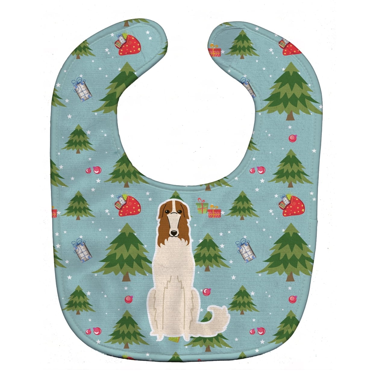 Christmas Borzoi Baby Bib