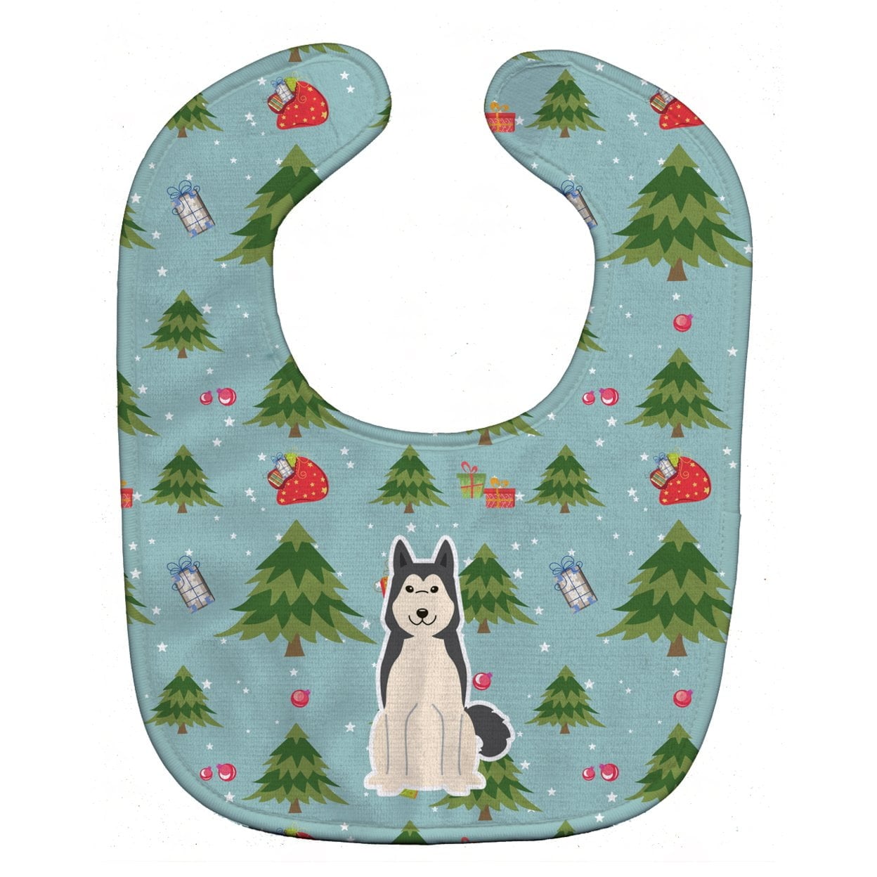 Christmas West Siberian Laika Spitz Baby Bib