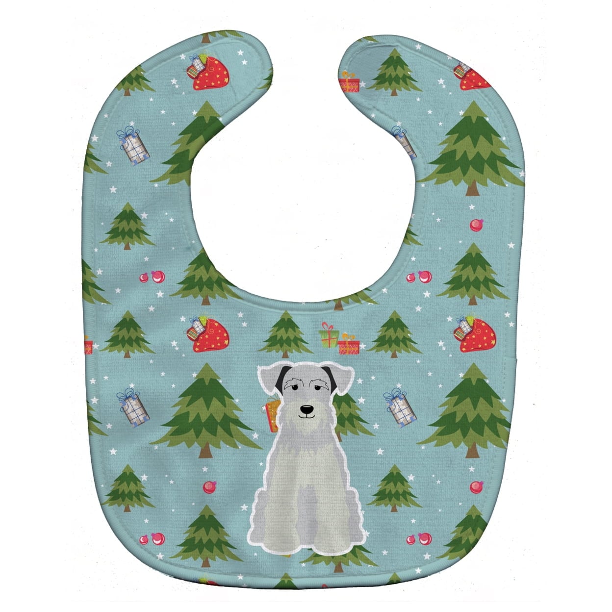 Christmas Miniature Schanuzer White Baby Bib