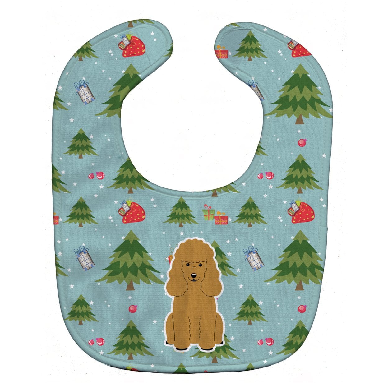 Christmas Poodle Tan Baby Bib