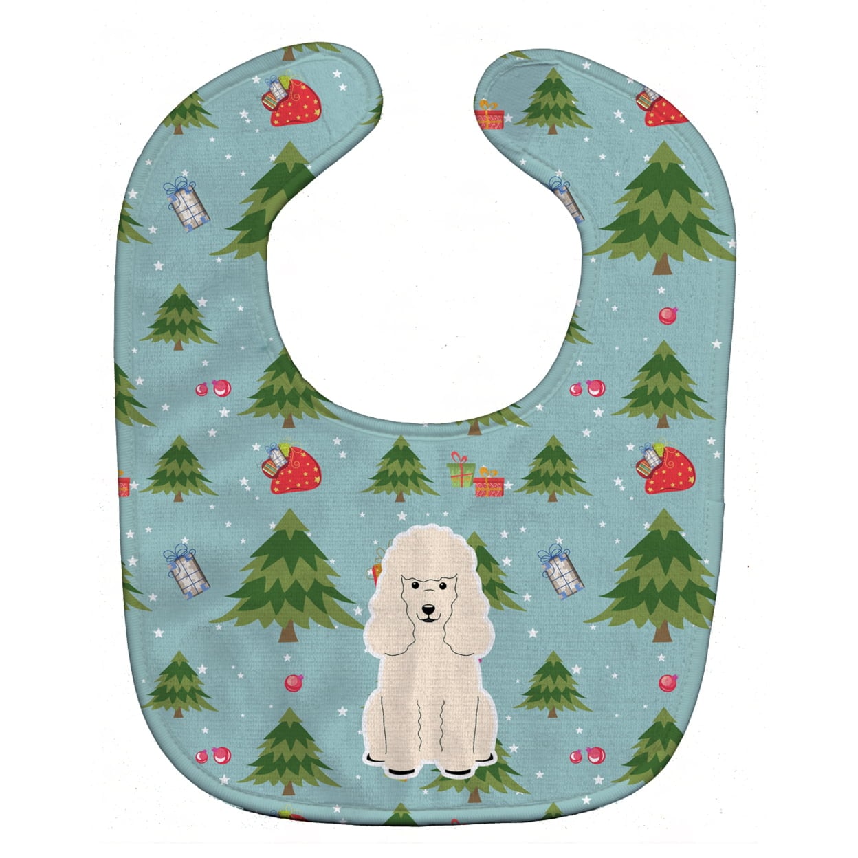 Christmas Poodle White Baby Bib