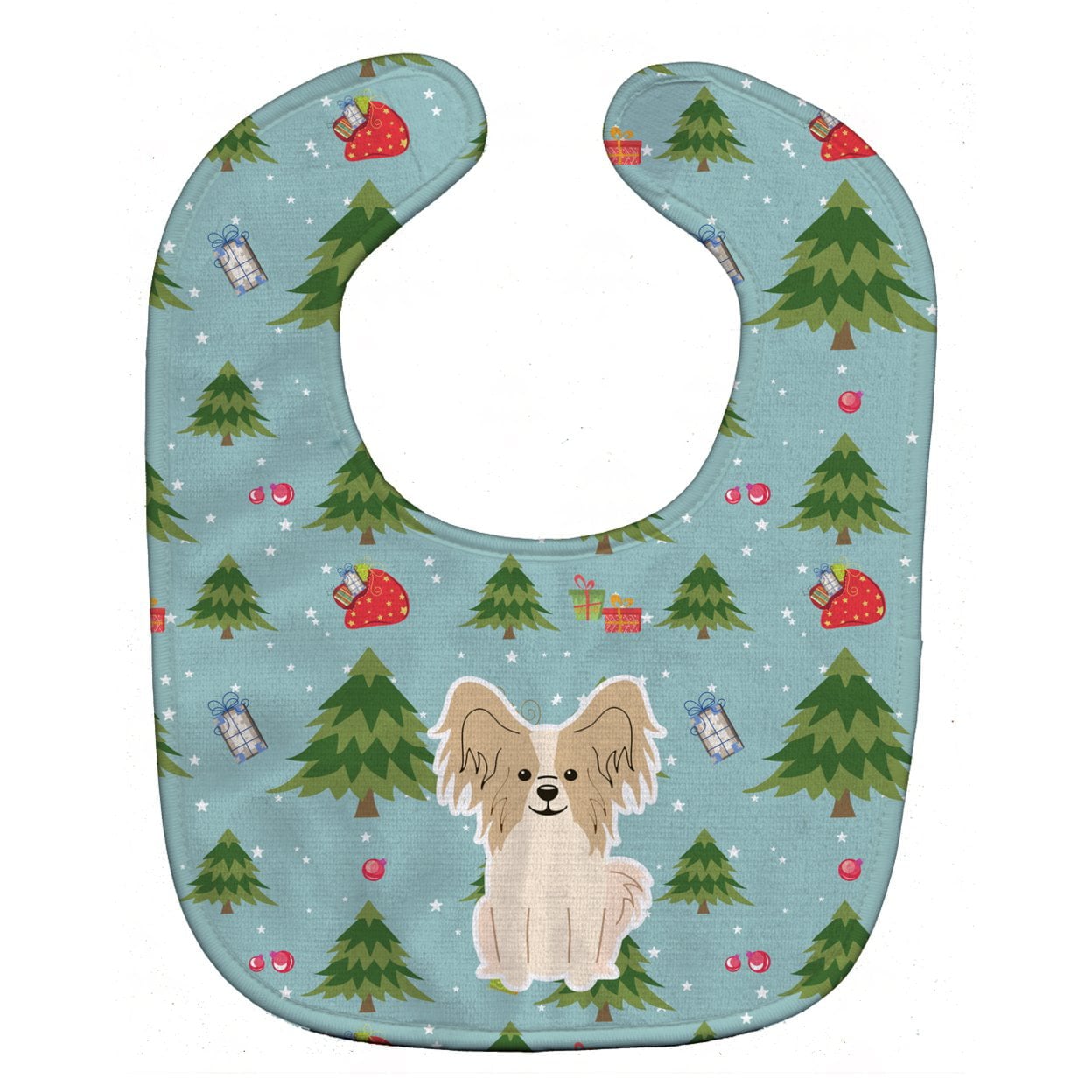 Christmas Papillon Sable White Baby Bib